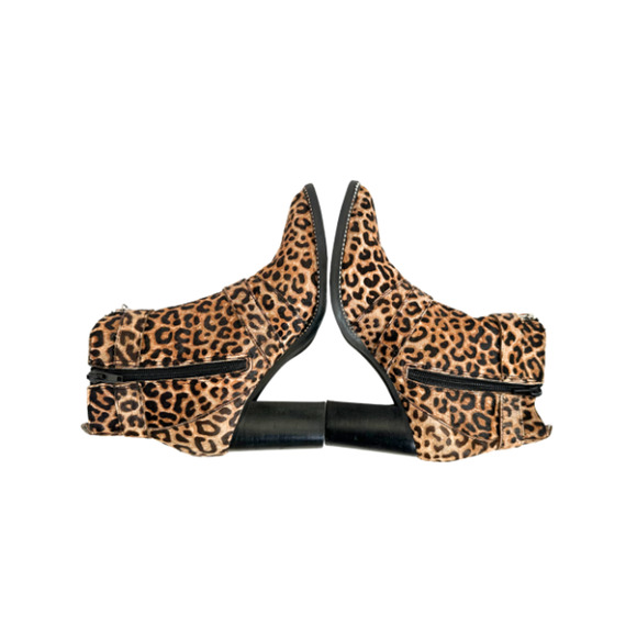 Steve Madden HALLE-L Boots Ankle Studded Leopard Cow Hair Women’s Size 6.5M - Picture 6 of 9